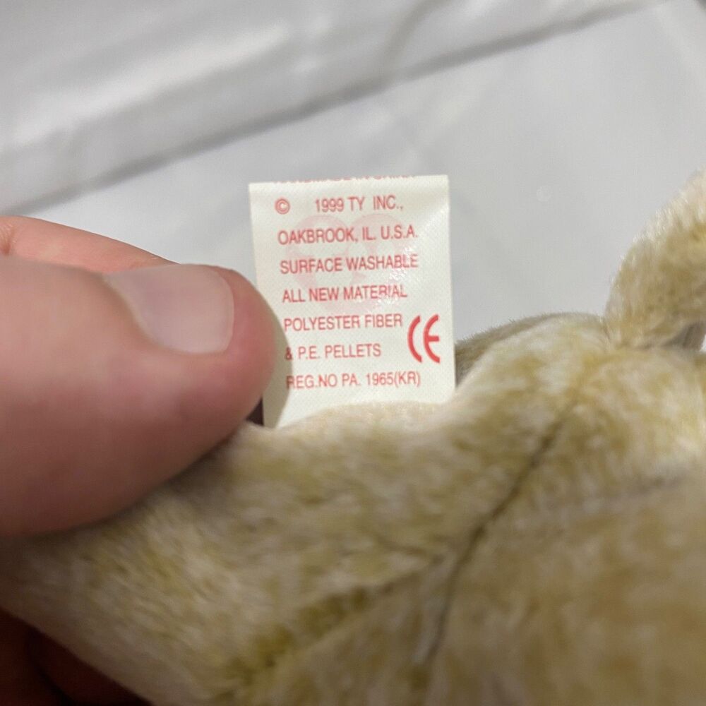 Ty Beanie Baby Almond the Bear 1999 Tan Bean Bag Plush Collectible Vintage - Picture 7 of 9